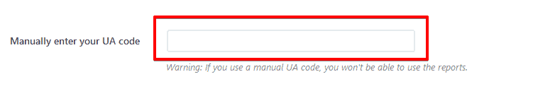 Manually enter your UA code 