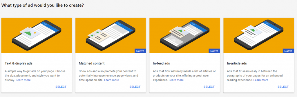 What type of Ad would you like to create?