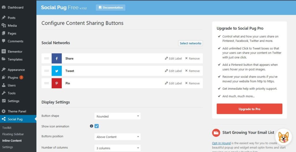 Configure Content Sharing Button